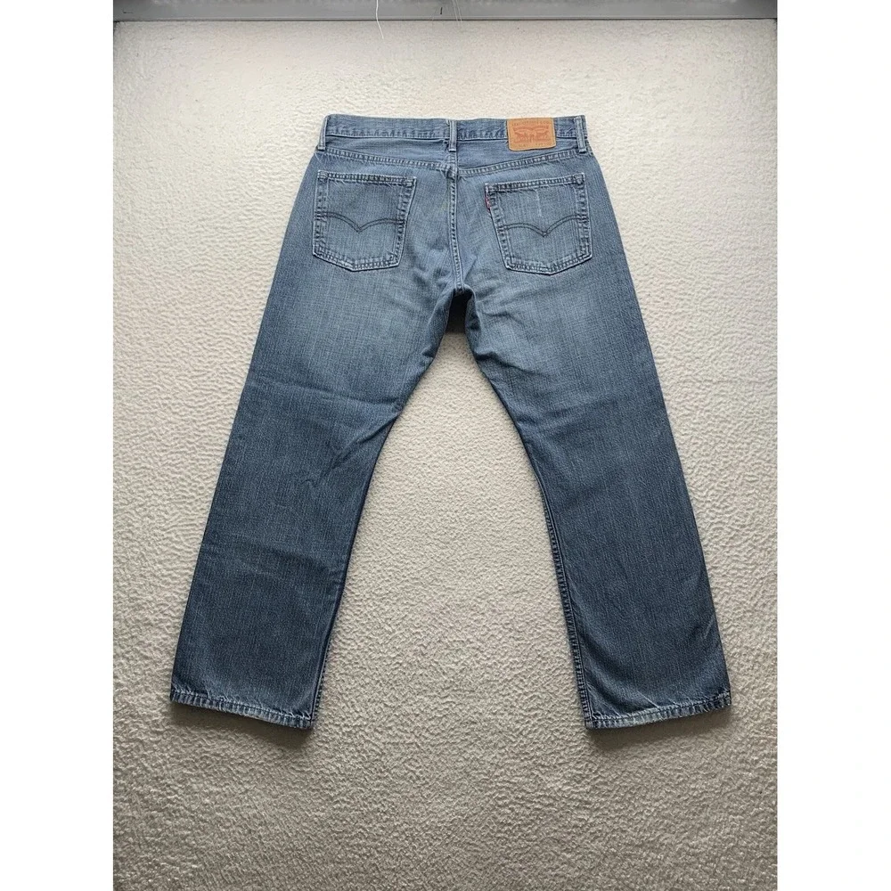 Levi's 514 Jeans Mens 37x30 (Tag 36x30) Light Blue Stone Wash Whiskered Western